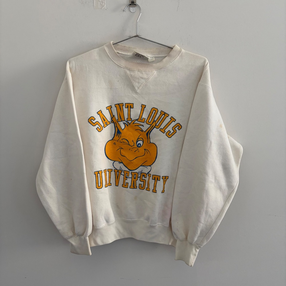 Vintage Saint Louis University SLU Billikens Sweatshirt Gear For Sports White M